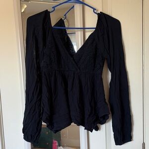 Hollister Navy Lace Blouse